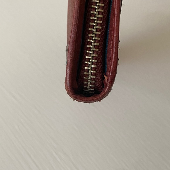 Fossil Brown Leather Wallet Teal Giraffe Detail Bohemian w Fossil Dust Bag - Picture 12 of 15